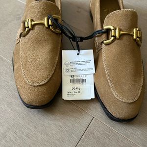 NWT Zara Buckled Sued Loafers size 36